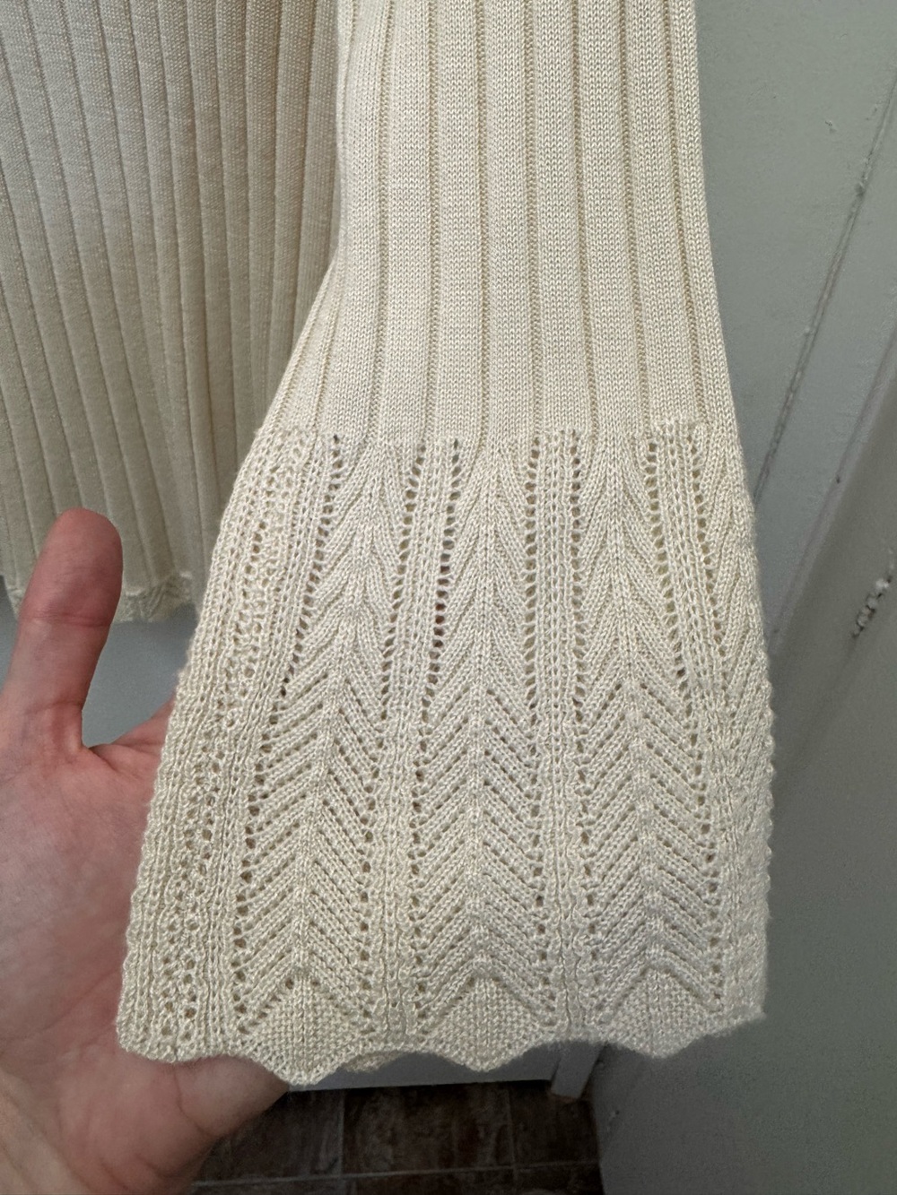 Cream Ribbed Button-Front Cardigan - Picture 6 of 7